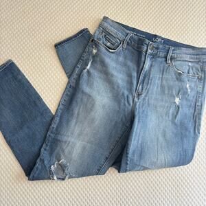 LOFT Modern Skinny Ankle Jeans 29 8 Light Wash Distressed